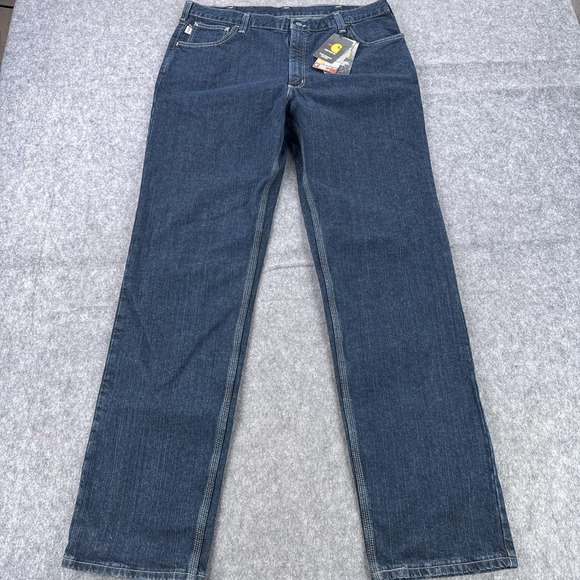 Carhartt FR Rugged Flex Jeans Mens 40x36 Blue Straight Traditional Fit Work